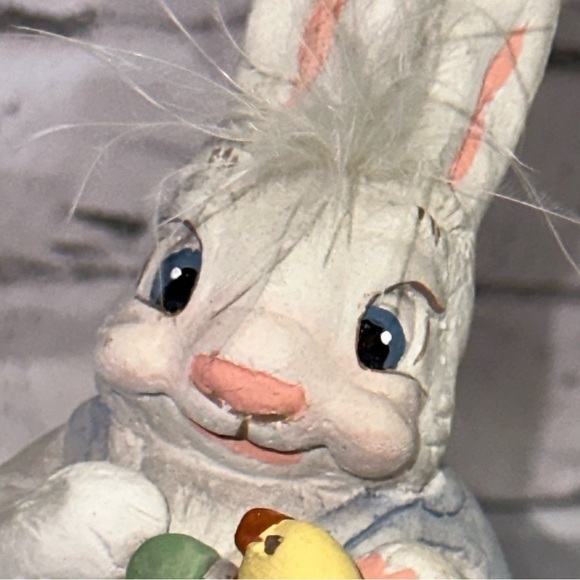 Kristen Hayes Ceramic Hand Painted Easter Bunny Signed 1993 Duck Eggs Vintage - Picture 3 of 8